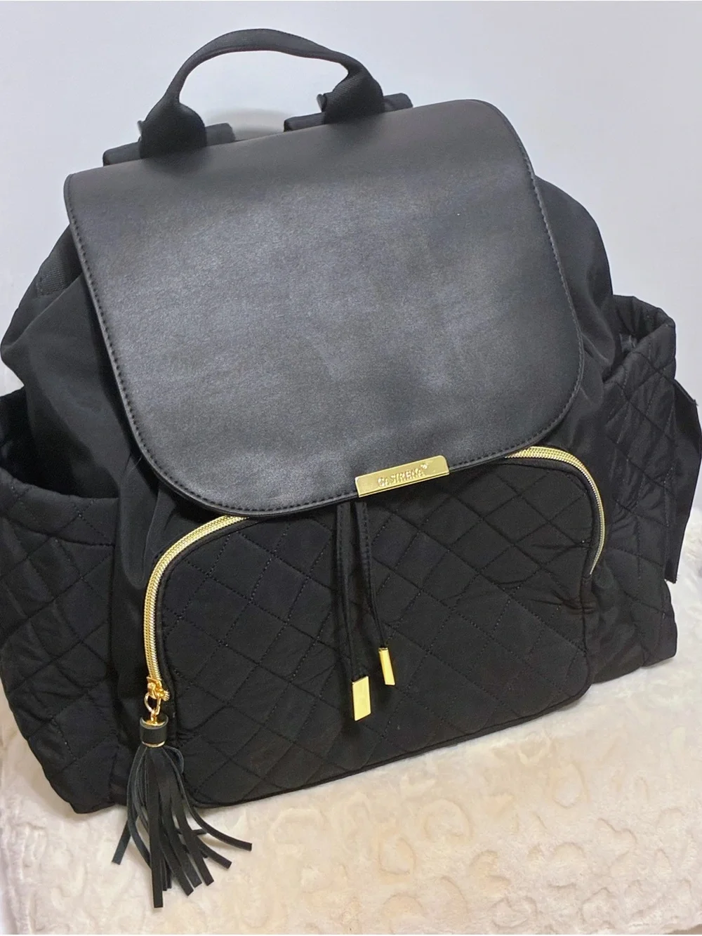 Casirena  cool quilted black diaper bag never been used NWOT